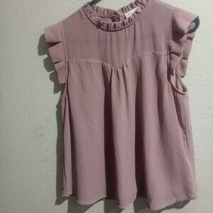 Monteau Dusty Pink Ruffle Sleeve Blouse